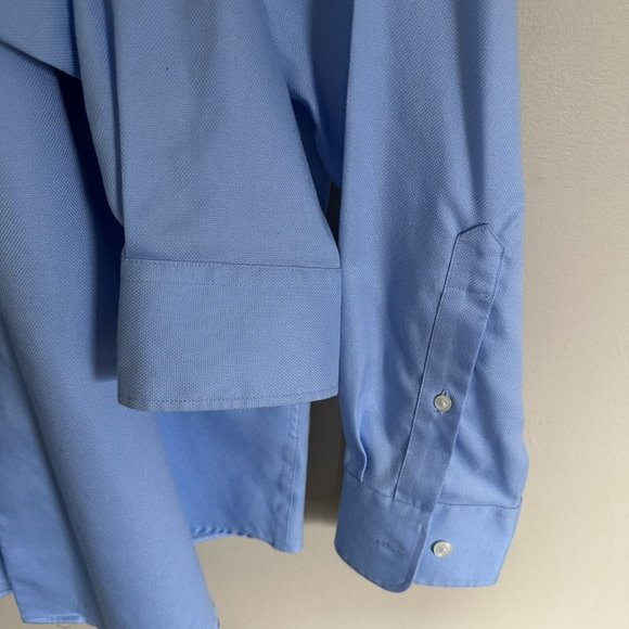 Pronto Uomo 100% cotton blue shirt size 17 36/37 Tall long sleeve - Picture 2 of 7